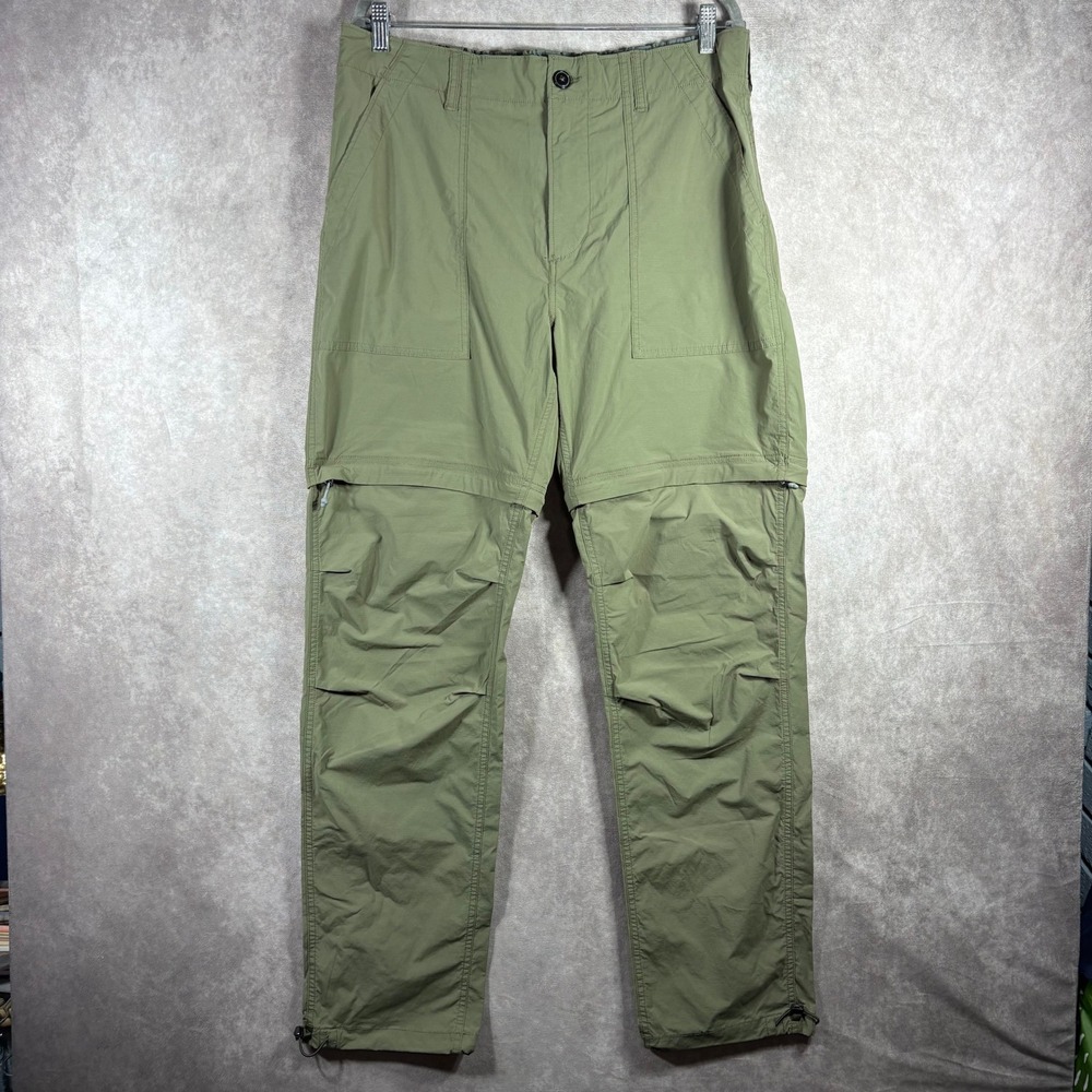 Relwen Zip Off Utility Convertible Pants Mens XL Green Weatherproof Hiking Cargo